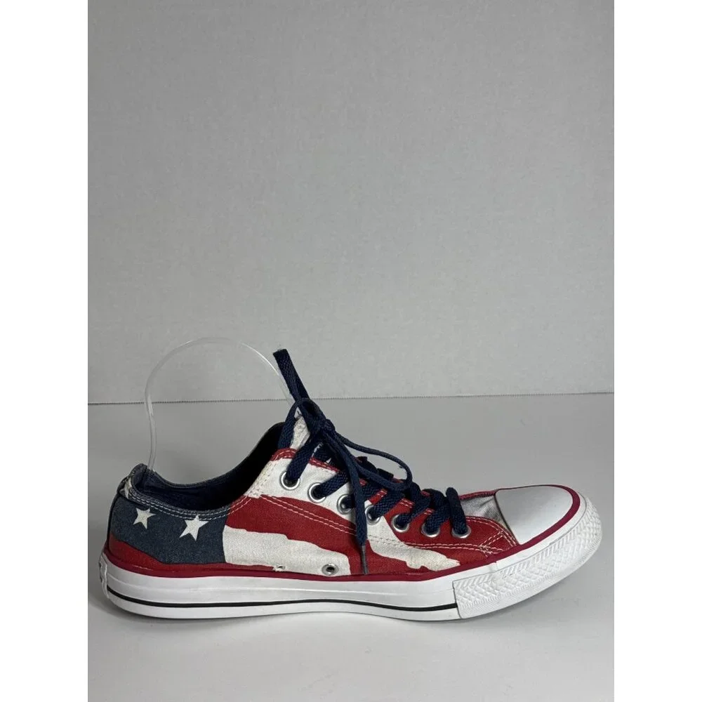 Converse All Star Low Top Sneakers American Flag Print Canvas Size 8.5 Mens - Picture 8 of 16